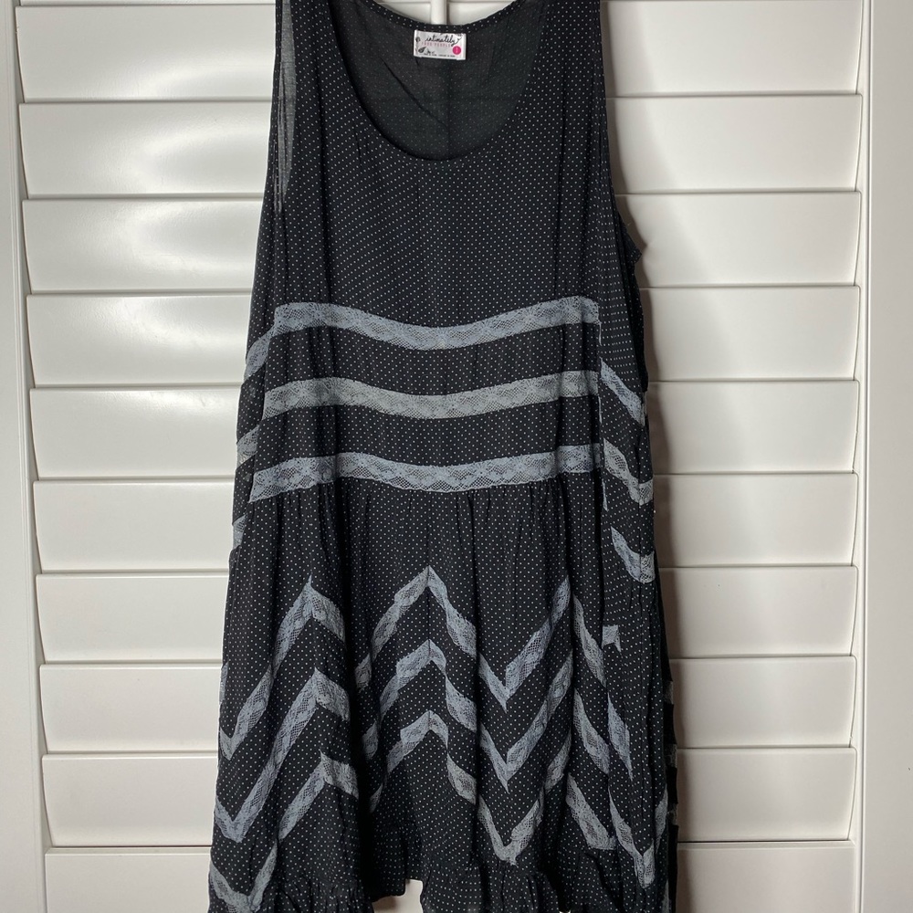 Free People Black Voile and Lace Trapeze Slip